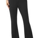 AFITNE Women's Dress Pants High Rise Flare Pull On Stretchy Work Pants Business Office Casual Slacks with Pockets 28" Black, L