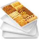WOWBOX 4 pcs Serving Tray for Party, Grilling Accessories, Serving Platters for Snacks, Fruit, Reusable Plastic Trays for Serving Food and Pantry Organization in Kitchen & for Mothers Day Parties
