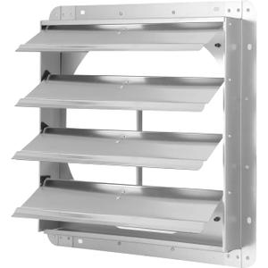 iPower 16-Inch Square Aluminum Automatic Gravity Shutter Louver Vent, Silver