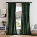 MIULEE Olive Green Velvet Curtains Thermal Insulated Blackout Curtain Drapes for Bedroom Living Room Darkening 90 Inches Long Curtains Panels Rod Pocket Set of 2