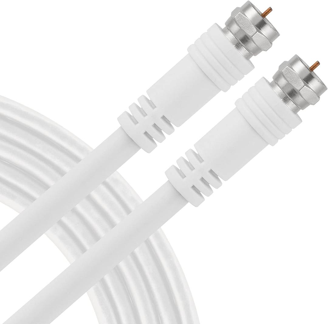 UltraPro RG6 Coaxial Cable 3ft. White, F-Type Connectors, Double Shielded Coax, Input Output, Ideal for TV Antenna, Satellite, DVR VCR, Cable Box, Home Theater, 52166