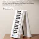 Donner 61-Key Folding Bluetooth Keyboard Piano for Beginners, Portable Piano Keyboard with Music Rest, Bag, Pedal, and App - White