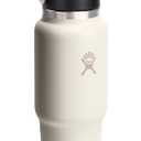 Hydro Flask Travel Water Bottle - Insulated Stainless Steel - Wide Straw Lid, Non Spill, Leakproof in 32 Oz Ivory