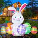Bencailor Easter Inflatables Outdoor Decorations Giant Blow up Bunny and Inflatable Colorful Eggs Set Blow up Bunny with Built in LED Lights for Spring Yard Lawn Garden Outdoor Decor, 4.75 x 4 ft