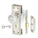 newliplace Mortise Lock Set with Crystal Glass Knob, Antique Door Knobs with Lock and Skeleton Key, Fit Interior Door, Brushed Nickel Finish