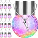 12Pack Outdoor Hanging Solar Lights - Cracked Glass Solar Lights Waterproof LED Decorative Ball Lights Tree Solar Powered Globe Lights with Hook for Garden Yard Fence Christmas Decoration, Multicolor