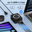 60W USB Charging Station Block with 15W Wireless Charger for Samsung Galaxy S26 Ultra S26+ S25FE Z Flip 7 Fold 7 S24 S23,Multi Port Travel Type C Wall Charger Adapter Plug for iPhone 17 16 15,Pixel 10