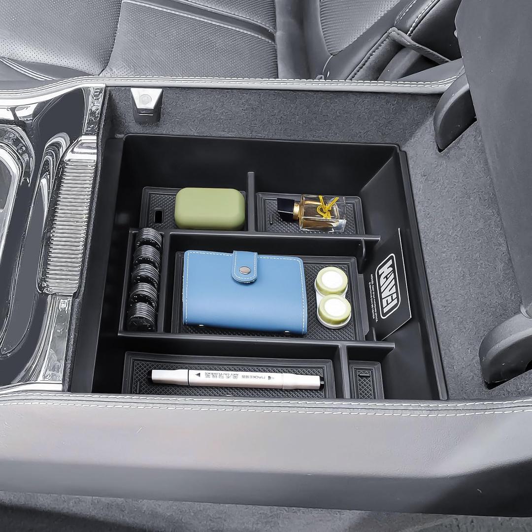 HGWEI Center Console Organizer Compatible with 2022-2025 Jeep Wagoneer/L & Grand Wagoneer/L Accessories, Middle Armrest Storage Box Insert Compartment Tray (Without Cool Box, Not Fit Wagoneer S)