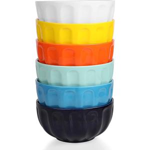 amhomel 6-Piece 24 Ounce Ceramic Soup/Cereal/Rice/Dessert Bowls, Lead-Free, Dishwasher & Microwave Safe (Multicolor)