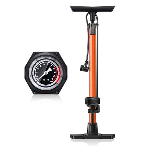 Vimilolo Floor Bike Pump with Gauge160PSI High Pressure, Air Bicycle Pump Presta and Schrader Valve, Fast Inflation Bike Tire Pump for Bikes, MTB,Hybrid,Balls, Ergonomic Design Bike Accessories