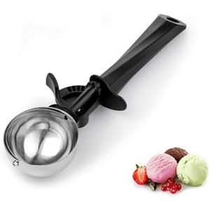 Ice Cream Scoop with Trigger, Large 1.5 oz (55ml) Stainless Steel Scoop for Ice Cream, Sorbet, Melon, Cupcake Batter, Size #16 set of 2