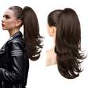 Flufymooz Ponytail Extension for Women, 20 Inch Drawstring Ponytail Hair Extension for Women, Soft Natural Looking Synthetic Pony Tails Hairpiece(Dark Chocolate Brown)