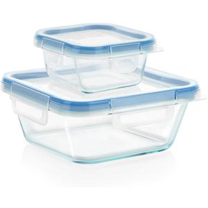 Snapware Total Solutions (2-Pack, 1 & 4 Cup) Glass Food Storage Containers Set, Airtight & Leakproof Locking BPA-Free Lids, Freezer Dishwasher Microwave Safe