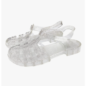 Yehopere Women's Jelly Sandals Retro T-Strap Glitter Flats Summer Beach Water Rain Shoes 6