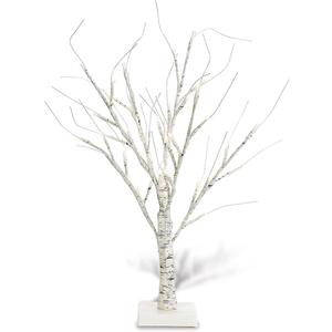 Lillian Vernon White Birch Light-Up Easter Tree - 15" Tabletop LED Twig Holiday Tree, Lights & Timer, Mini Ornament Centerpiece Décor for Home
