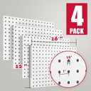 Spampur Peg Board, 4 Pack Metal PegBoard Organizer with Accessories, White Pegboard Panels with 50 Pcs Hooks and Baskets, Wall Organizer for Office, Craft Room Organization, Garage, Sewing Room