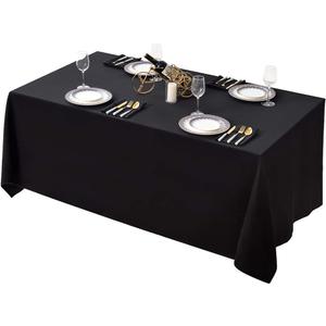 Surmente Black Tablecloth 90 x 132-inch Rectangular Polyester Table Cloth for Weddings, Banquets, or Restaurants