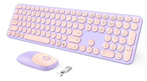 seenda Wireless Keyboard and Mouse, USB & Type C 2-in-1 Receiver, SK73-3 Full Size Black Wireless Keyboard Mouse Combo, Compatible for Windows, MacBook Pro/Air, Laptop, Desktop