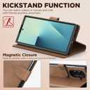 Oududianzi Leather Wallet Case for Samsung Galaxy Z Fold 7, PU Leather Flip Cover with Card Slots, Wrist Strap & Kickstand, Protective Phone Case, Dark Brown