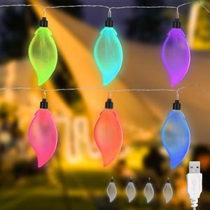 Cankm Waterproof Easy Installation USB LED Leaf String Light 9.84 Ft Leaf Fairy String Lights DIY Leaves Shaped Decoration Lights for Outdoor Garden Party Decoration (Colored 2Pack)