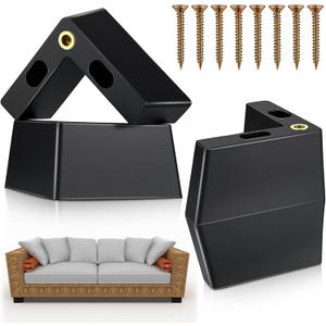 Leinuosen 4 Pcs 1.97 Inch Height Patio Furniture Riser l Shaped Outdoor Waterproof Plastic Sofa Legs Replacement Couch Feet with Screws for Outdoor Yard Sofa Couch Table Chairs Feet Support