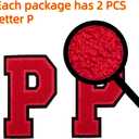 2Pcs 5.0" Red Chenille Letter Patches, Iron On Embroidered Alphabet Patches for Clothing, Jeans, Jackets, Backpacks, Hats- Varsity Letters with Black Border (Letter P)