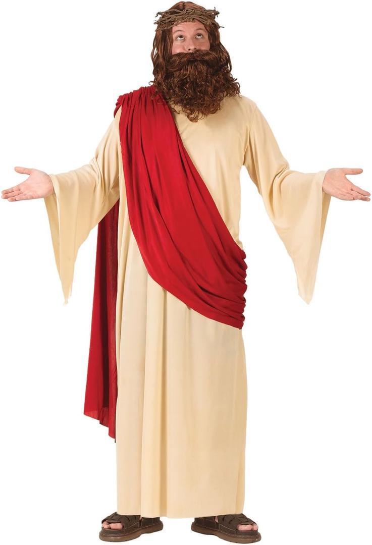 Fun World Jesus Christ Costume,Wig, Beard Complete Set