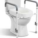 Toilet Seat Risers for Seniors - Raised Toilet Seat with Handles Over Toilet - Elevated Toilet Seat for Handicap & Elderly, Adds 3.5 Inches Height, Assists Standing & Sitting