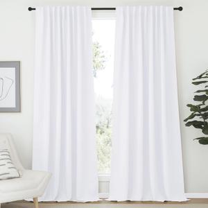 NICETOWN Living Room Curtain Drapes - (White Color) W70 x L108, Set of 2, Window Treatment Drapery Panels