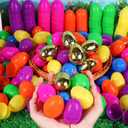 300 Pack Easter Eggs Bulk Include 6 Surprise Golden Eggs, 2.4 Inch Colorful Fillable Plastic Easter Egg Empty for Easter Hunt Party Favors, Easter Basket Stuffers Fillers, Classroom Prize Supplies
