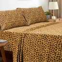 Sleepdown Cotton Bed Sheet Set - Leopard Brown, Queen