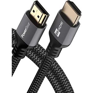 PowerBear 10K 8K HDMI 2.1 Cable 3 ft | Short HDMI Cable, 48Gbps High Speed 4K@120Hz Braided Cord 144Hz 8K@60Hz, eARC, Dynamic HDR 10, for Laptop, Monitor, PS5, PS4, Xbox One