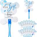 50 Pcs Bear Baby Shower Favors for Guests Fans Party Supplies Hand Plastic Handheld Fans Baby Shower Party Decor for Toddler Gender Reveal Gifts(Blue)