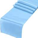 uxcell 6 Pcs Sky Blue Satin Table Runner 12" x 108" Romantic Silk Table Runner Smooth Fabric Table Runner Decorations for Wedding Dining Birthday Party (9ft)