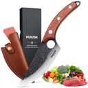 Huusk Viking Japanese Meat Cleaver, Forged Boning Knife With Sheath, High Carbon Steel Japan Butcher Fillet for Kitchen, Camping 10 in
