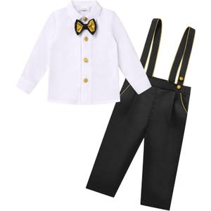 IDOPIP Baptism Christening Outfits for Boys Toddler Baby Wedding Birthday Outfit Gentleman Bowtie Shirt Suspenders Pants Suit (12-18 Months, Black) IDOPIP Baptism Christening Outfits for Boys Toddler Baby Wedding Birthday Outfit Gentleman Bowtie Shirt Suspenders Pants Suit (12-18 Months, Black)