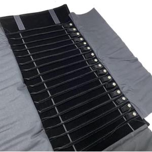 Portable Jewelry Roll Untangled Secure Necklace Travel Storage Bag Displays Holder 16 Chain (black PU and velvet)