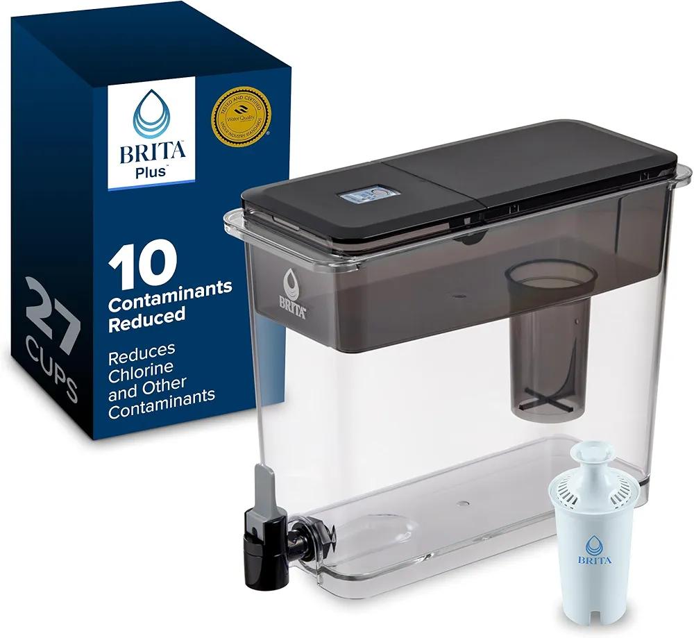 Brita UltraMax Large Water Dispenser with 1 BritaPlus Filter, 27 Cup Capacity, Black 