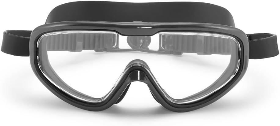 Petites Pommes Adult Swim Goggles for Ages 14+ Lightweight Silicone, Anti-Fog Wide Lens, Hair-Safe Buckle, Cotton Pouch