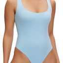 NANJI Sleeveless Bodysuit for Women - Slim Fit Scoop Neck Body Suit, Stretch Double Lined Tops, Casual Going Out Outfits (XL, Airy Blue) (XL)