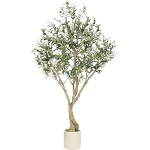 LYERSE Olive Tree 6ft with Sturdy White Planter, Artificial Olive Tree