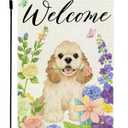 4 x Spring Summer Dog Flowers Garden Flag 12x18 Double Sided Flower Seasonal Sign Small Farmhouse Yard Outdoor Decoration