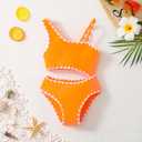 SuperGlee Toddler Girl One-Piece Swimsuit Baby Girl Cut Out Contrast Trim Swimwear Beach Bathing Suits (US, Age, 2 Years, 3 Years, Vibrant Orange)
