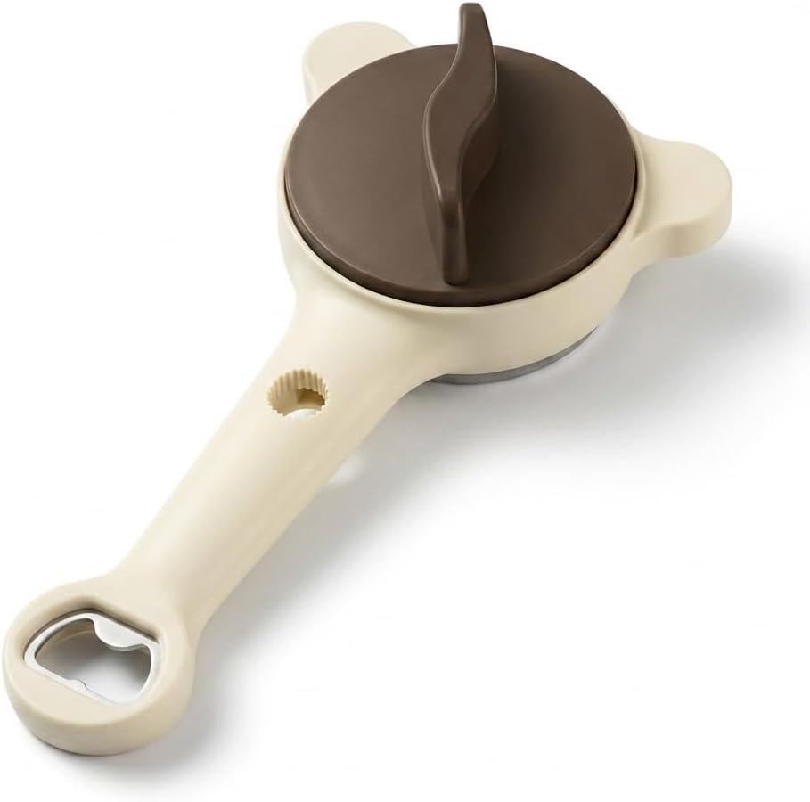 4-in-1 Jar Opener and Bottle Opener, Adjustable Lid Gripper for 1 to 3.5 Inch Caps, Easy Open Kitchen Tool for Seniors, Weak Hands and Stubborn Jars