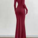 BTFBM Women Bodycon Maxi Dress Fall 2025 Long Sleeve Ruched Elegant Party Cocktail Formal Wedding Guest Dresses(Wine Red,XX-Large) (XXL)