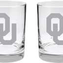 Oklahoma Sooners 2-Sided, Satin Finish, Rock (or Whiskey) Glass - Set of 2