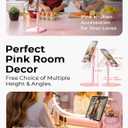 LISEN Pink Vanity Girls Room Decor Kitchen Decor Accessories, Cute Pink Phone Stand Bathroom Essentials Decor Desk Accessories for iPad mini Gift Mothers Day Birthday Decorations 4-10 in