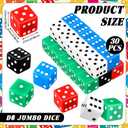 Poen 30 Pcs Standard Dice 25 mm Casino Theme Party Dice Large Opaque Jumbo Acrylic D6 Bulk Sifter for Casino Theme Party Board Vegas Birthday Supply(Black)