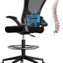 Frylr Office Drafting-Chairs Adjustable Height - Extended Height Office Chairs with Ergonomic Lumbar Support, Tall Desk Chair for Standing Desk, Counter Height Chair with 300 LB Capacity, Black