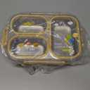 NUKied Stainless Steel Lunch Box for Kids & Adults, 3-Compartment Leak Proof Metal Bento Lunch Box with Fork & Spoon, 26.4 oz Airtight Food Storage Snack Container for School, Work, Travel (Yellow)